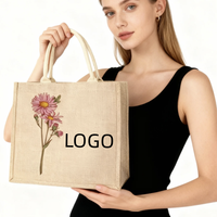 Sacs fourre-tout en jute personnalisables, écologiques et recyclables, avec poignées d'épaule/main, fermeture ouverte, vente en gros d'usine