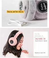 En gros, Écouteurs sans fil pliables en fausse fourrure de lapin, doux, mignons, chauds et tendance, pour l'hiver, avec cache-oreilles en fausse fourrure