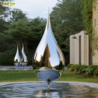 Sculpture en acier inoxydable poli miroir, forme moderne abstraite en goutte d'eau, pour jardin, bord de piscine, place publique, parc, hôtel, villa, art public
