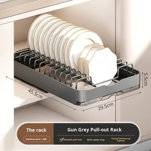 Étagère de rangement rétractable pour évier de <span class=keywords><strong>cuisine</strong></span>, égouttoir à vaisselle, panier coulissant en acier inoxydable pour évier, plateau de rangement pour bols et assiettes - Product Image 6