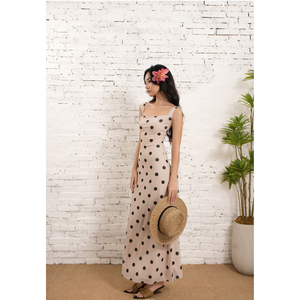 ชุดราตรีลายจุดสำหรับผู้หญิง คอเหลี่ยม ผ้าตาข่ายยืดได้ รุ่น ET2809 ขายส่ง - Product Image 6