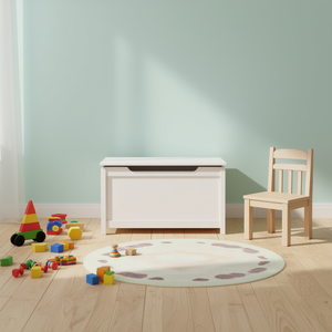 AISTIORY White Wooden Toy <b>Box</b> <b>Storage</b> Chest for <b>Kids</b> Ages 2+ with Safety Hinged Lid Organizer - Product Image 2