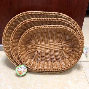 Oval <b>Plastic</b> Woven Fruit <b>Basket</b> For Kitchen Food Storage Bread Snack Serving - Product Image 5