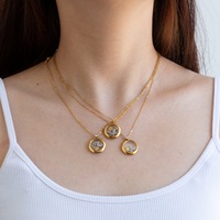 Collar Haomi de Acero Inoxidable con Doble Capa de Espejo, Regalo para el Día de la Madre con Colgantes de Estrellas y Luna