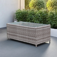 OSMEN SAN DIEGO Table basse en rotin, cadre en aluminium avec dessus en verre pour jardin extérieur
