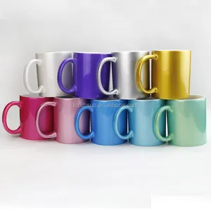Topjlh Metallic 330 ml pearl ceramic coffee mugs Sublimation colorful pearl coat Thermal Transfer custom logo printing mugs