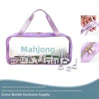 Pochette de rangement Mahjong style américain, trousse de maquillage tricotée, sac en tissu grande capacité, rayé color block, portable