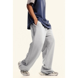 Custom 100% Cotton Mid Waist Heavyweight High Street Side Stripes <b>Drawstring</b> <b>Wide</b> <b>Leg</b> <b>Sweatpants</b> for Men Women Loose Fit - Product Image 2