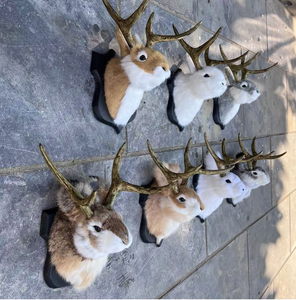 Tête de Lapin de Pâques pour Enfants, Tête de Lapin en Peluche avec Cornes de Cerf en Plastique, Style Adorable pour Décorations Murales d'Événements Festifs - Product Image 3