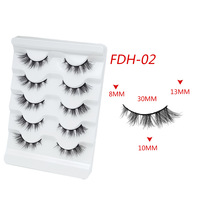 Lot de 5 paires de faux cils en vison synthétique effet renard, cils en bande 3D volumineux en soie effet œil de chat, boîte personnalisée marque privée