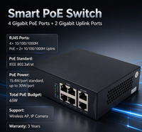 4 Port 10/100/1000M PoE + 2 Port Uplink Gigabit Ethernet RJ45 |   Switch PoE Pintar Serat Optik