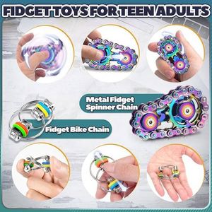 Set de 3 en 1 de Fidget Spinners Metálicos Ecológicos para Escritorio de Oficina, Deslizador Suave y Cadena Flippy - Surtido de 5 Piezas para Alivio del Estrés, Unisex - Product Image 3