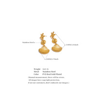 JINYOU 3087-Boucles d'oreilles pendantes en forme d'étoile de mer en acier inoxydable style océan à la mode pour l'été et la plage