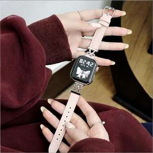 Correa de cuero genuino con conector metálico de lujo para Apple Watch Band Ultra 3 2 Series 11 10/9/8/7, correas de reloj delgadas. - Product Image 4