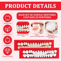 4 Kits de Remplacement de Dents Prothétiques en Résine Acrylique, Couronnes Temporaires Supérieures et Inférieures, Multi-Fonctionnels, Réutilisables, pour Usage Dentaire