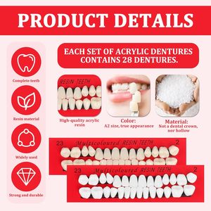 4 Kits de Dents Prothétiques en Résine Acrylique, Supérieures et Inférieures, Couronnes Temporaires, Kit de Remplacement, Un Ensemble de Dents Simulées pour Cosplay - Product Image 2