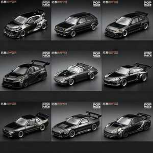 POPARCE Modèle de voiture miniature en alliage moulé sous pression à l'échelle 1:64, finition <span class=keywords><strong>chrome</strong></span> foncé, RX7 CIVIC PANDEM RWB GTR GT500 EG6, collection de véhicules jouets - Product Image 2