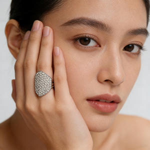 Bague de fiançailles et de mode personnalisée en or massif 10K/14K/18K, argentée, avec pierre de laboratoire CVD de qualité IGI VVS-VS, taille brillant classique, style cluster - Product Image 3