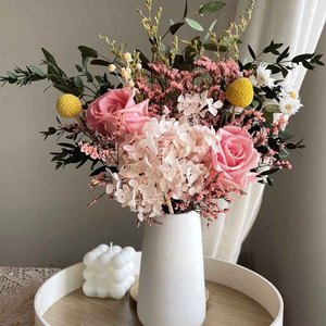Arrangement <span class=keywords><strong>de</strong></span> roses éternelles personnalisé en vase - Fleurs séchées minimalistes pour bouquet <span class=keywords><strong>de</strong></span> mariée et centre <span class=keywords><strong>de</strong></span> table DIY, décoration <span class=keywords><strong>de</strong></span> fête bohème - Product Image 6