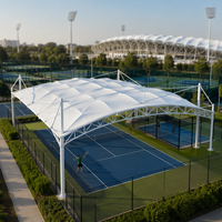 Structure de toit en membrane tendue préfabriquée en PVDF/PTFE, structure en acier tubulaire, toit en tissu pour terrain de tennis et de padel