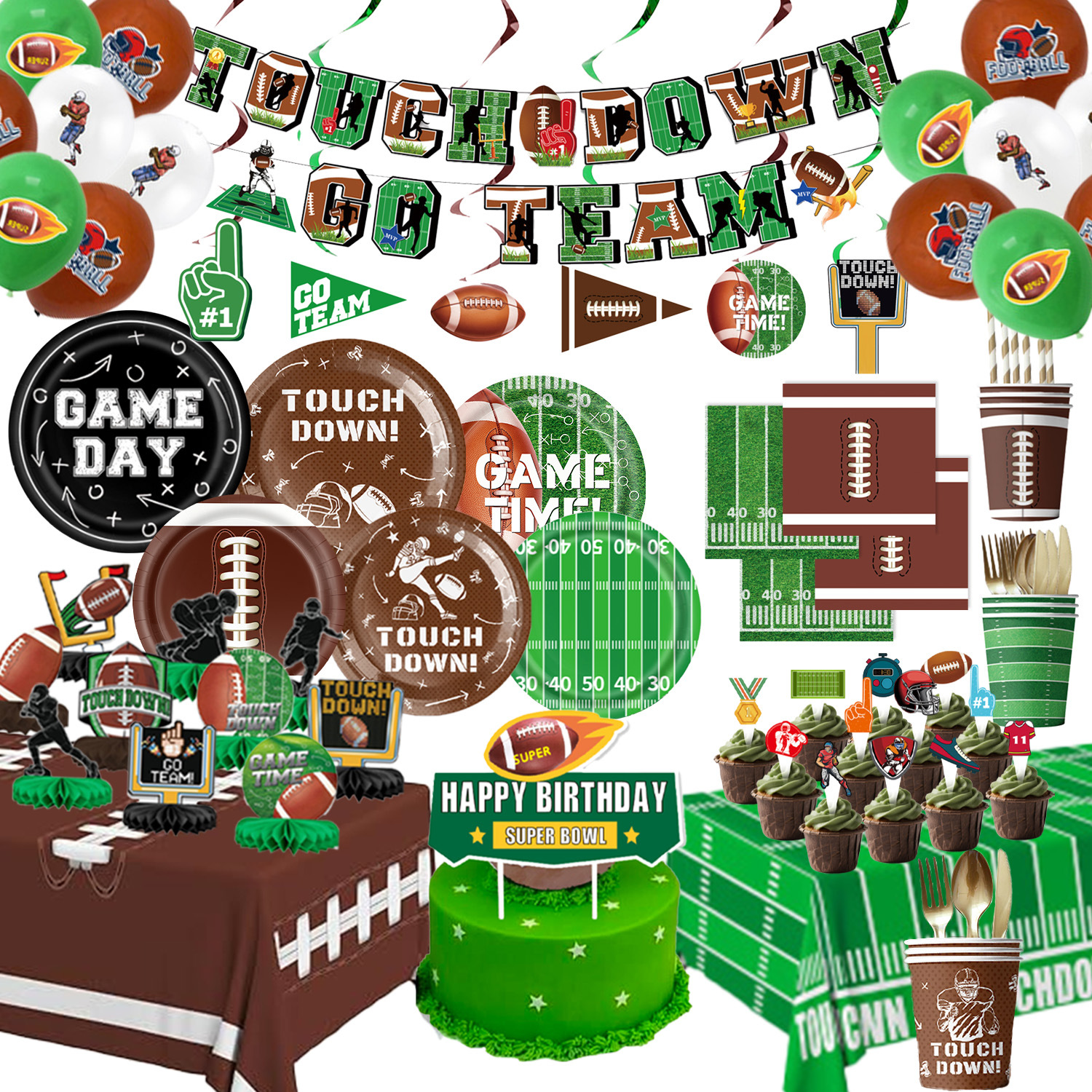 Hot Selling Super Bowl Football Party Plates Disposable Paper American Football Decorative Tableware