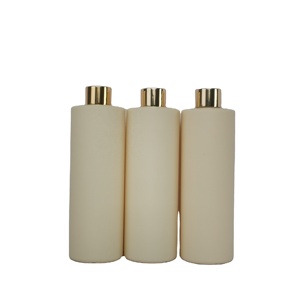 2022 New 360ml Plastic Cosmetic Cylinder Shape HDPE Shampoo Lotion Bottle with Gold Aluminum Cap