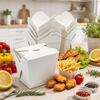 Boîte à emporter en papier blanc jetable, conteneur alimentaire chinois, boîte en papier pour nouilles et riz avec poignée en fil métallique