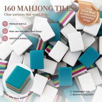 Mahjong Lumina bleu paon de luxe moderne portable personnalisé américain pour jardin, en acrylique écologique durable à quatre couches pour 4 personnes