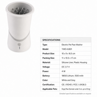 YAOYUE Lave-pattes électrique pour animaux de compagnie, tasse de nettoyage des pattes rechargeable 1500 mAh, brosse de massage en silicone à bouton unique, nettoyeur de pattes pour chien