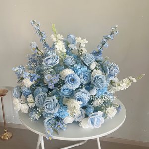 Arrangements floraux <span class=keywords><strong>de</strong></span> <span class=keywords><strong>table</strong></span> <span class=keywords><strong>de</strong></span> mariage artificiels, décoration en soie, roses blanches et bleues, centres <span class=keywords><strong>de</strong></span> <span class=keywords><strong>table</strong></span> <span class=keywords><strong>de</strong></span> mariage, boule <span class=keywords><strong>de</strong></span> fleurs à <span class=keywords><strong>vendre</strong></span> - Product Image 2