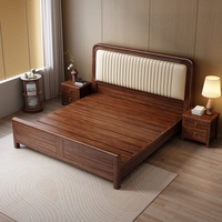 Nouveau lit plateforme de style canapé en bois massif de noyer de style chinois, avec rangement, taille Queen/King, écologique, assemblable, pour chambre principale