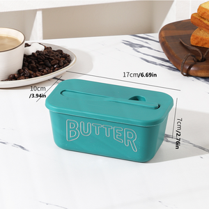 Plato para mantequilla de plástico PP de estilo moderno con tapa y cuchillo para almacenamiento en la cocina, plato para queso, uso en refrigerador. - Product Image 2
