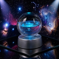 Lampe de nuit boule de cristal 3D gravée au laser, à changement de couleur, à piles, cadeau