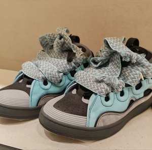 Baskets tendance en cuir véritable à plateforme épaisse, lacets larges, chaussures de skate décontractées, chaussures de ville pour couple - Product Image 5