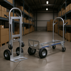 Chariot à main en aluminium robuste, capacité de charge de 800 lb, chariot pliable convertible industriel, roues en caoutchouc, argent - Product Image 2