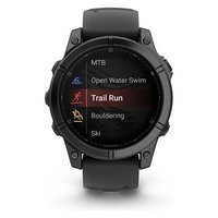 Reloj Inteligente (AMOLED) FENIX E Gris Pizarra, Aleación de Aluminio, Negro, 47 mm, Carga Magnética, Correa de Silicona, Sistema Operativo Garmin, Frecuencia Cardíaca Óptica