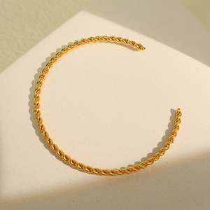 Open Braid <b>Bangle</b> Titanium Steel Minimalist Jewelry Unisex Fashion <b>Bracelet</b> Gold Silver Color Sz186 - Product Image 3