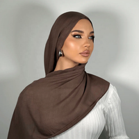 Luxueux Hijab Musulman en Modal, Foulard Long Marron Uni Doux pour Femme, Vente en Gros 100% Rayonne et Modal