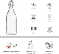 Bouteilles d'eau en verre cylindriques personnalisées de 250 ml avec bouchon hermétique pour boissons, jus, smoothies et huile/vinaigre