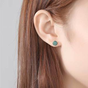 Minimalist S925 Silver Bezel Setting <b>Opal</b> Stud <b>Earrings</b> For Women Everyday Wear Fashion Jewelry Gift - Product Image 2