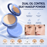Poudre compacte pressée à double contrôle du sébum, résistante à l'eau et à la transpiration, fini soyeux, pour fixer et retoucher le maquillage, prix de gros, en stock