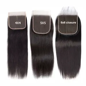 Virgin Brazilian Human Hair Silk Base Brown Swiss Lace 5x5 6x6 7x7 Closure