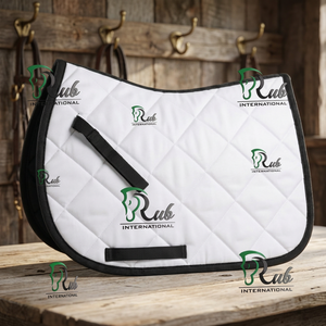 Ensemble de tapis de selle matelassé pour cheval, couleur personnalisée, avec doublure en maille de coton respirante, absorption des chocs et sangle de selle en satin - Product Image 3
