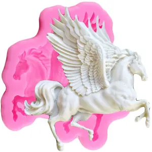 Moule en Silicone 3D Pegasus, cheval, bonbons, chocolat, Fondant, outils de décoration de gâteaux, savon, moules en argile, anniversaire de bébé