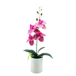 Orchidée Phalaenopsis artificielle Qi Xing 37 cm en PVC souple, plante décorative pour mariage en pot - Product Image 5
