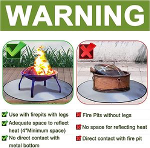 Alfombrilla de <span class=keywords><strong>parrilla</strong></span> de fiesta segura redonda para exteriores y pozo de fuego para debajo del pozo de fuego cubierta de brasas de barbacoa para estera de pozo de fuego alfombra negra ignífuga - Product Image 4