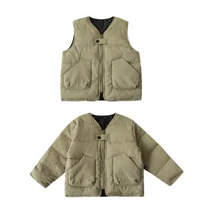 YOEHYAUL 90% White Duck Down Waffle Vest Waistcoat Child Quilted Puffer Jacket Kids Toddler Boys Winter Down Jackets Coat