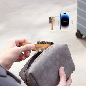 Mini peigne Double face brosses à poils de sanglier portables salon de coiffure <span class=keywords><strong>brosse</strong></span> à <span class=keywords><strong>barbe</strong></span> en bois naturel pour hommes - Product Image 3