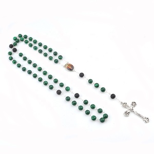 Chapelet <span class=keywords><strong>de</strong></span> chaîne en pierres <span class=keywords><strong>de</strong></span> Malachite, chaîne religieuse <span class=keywords><strong>famille</strong></span>, pierres <span class=keywords><strong>de</strong></span> lave, perles <span class=keywords><strong>de</strong></span> père - Product Image 2