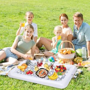 <b>Inflatable</b> Ice Bar Tray for Pool Parties Rectangular Floating Drink & Fruit Cooler with Ice <b>Bath</b> - Product Image 2